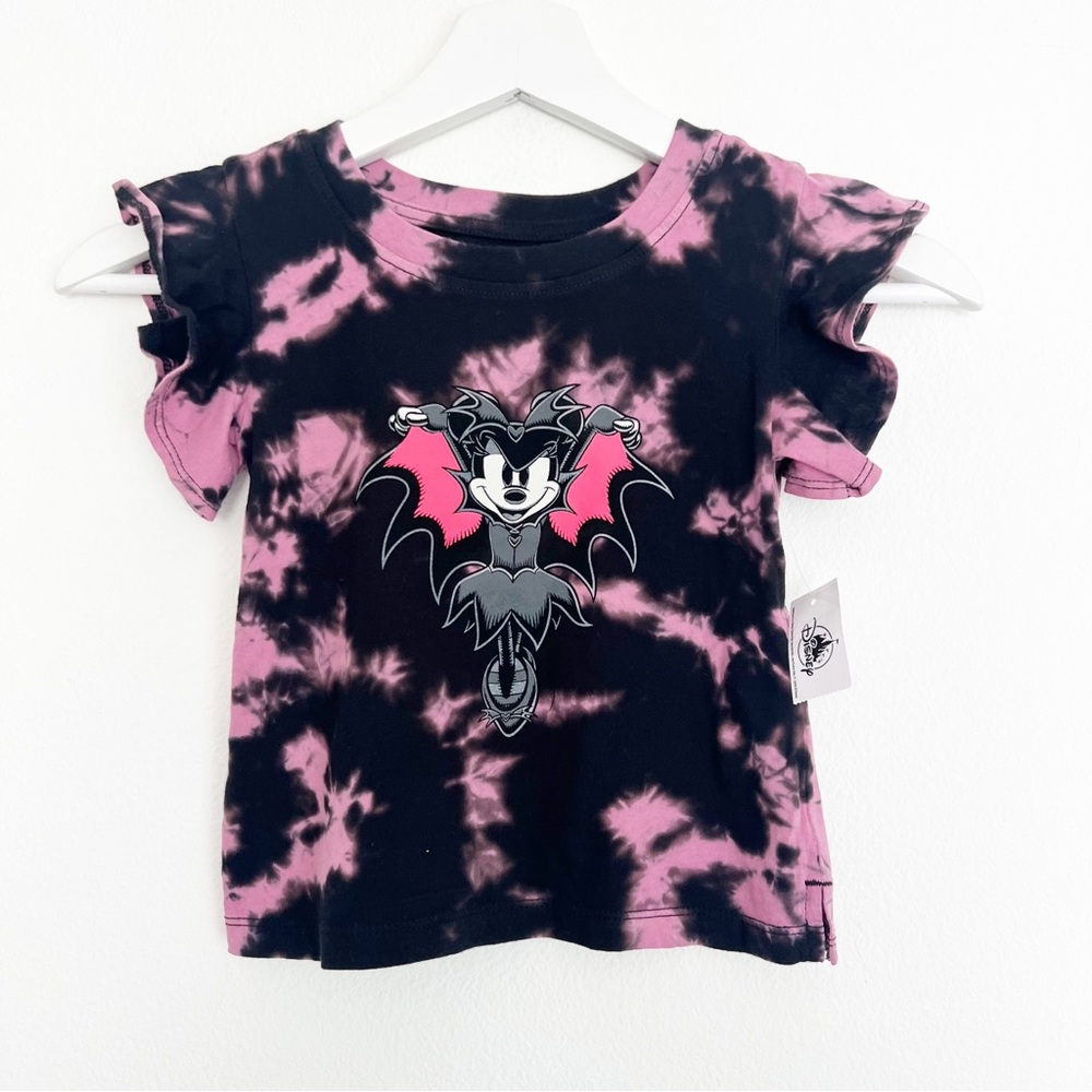 NWT Disney Parks Minnie Mouse Tie-dye Vampire Bat T-shirt Flutter Halloween XS